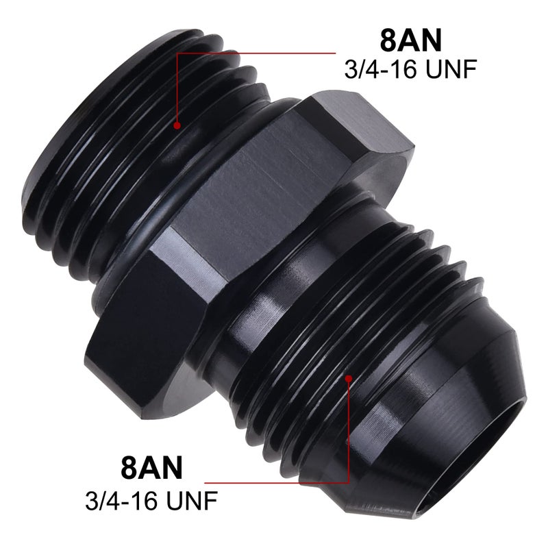 EVIL ENERGY 8AN Flare to 8AN ORB Male 2PCS Fuel Rail Adapter Fitting Black - Image 2